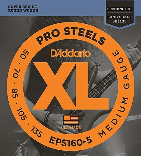 D'Addario EPS160-5 ProSteels (50-135) Комплект струн для 5-струнной бас-гитары.