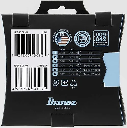 Ibanez IEGS6 (9-42) Комплект струн для электрогитары.